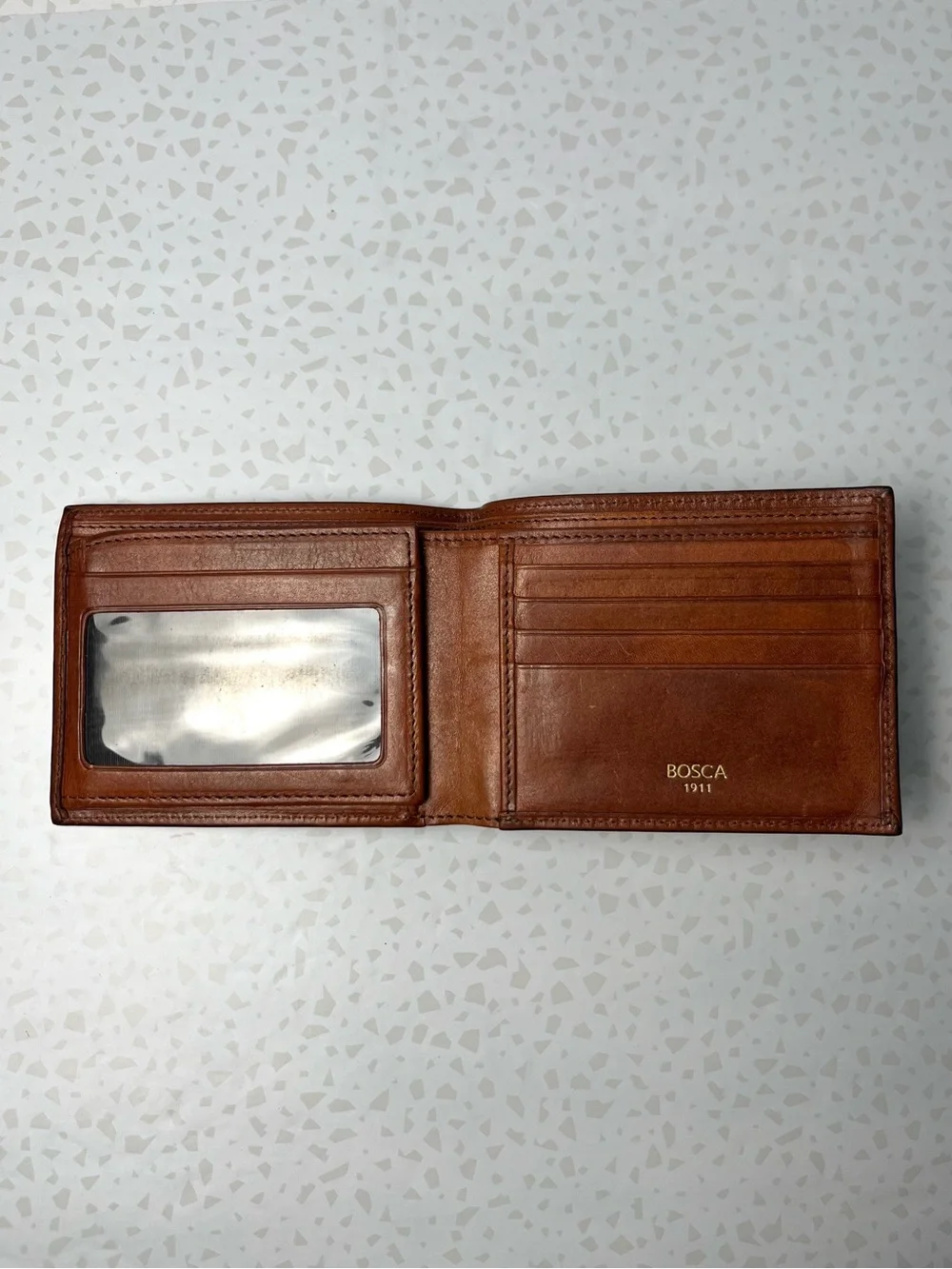 BOSCA 1911 Brown Genuine Leather 11 Pocket Bifold Wallet Card Holder